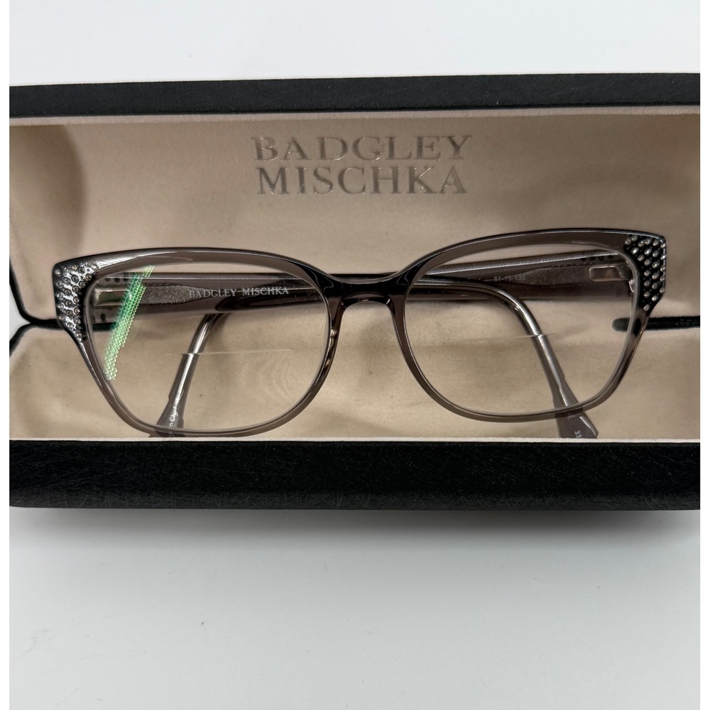 Badgley Mischka Gigi Dove Grey Crystal Cat Eye Eyeglasses Frames 51-15-135